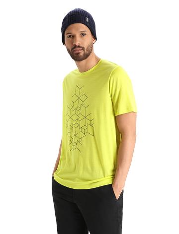 Koszulki Icebreaker Merino Tech Lite II Krótkie Sleeve Snowflake Męskie Żółte | PL 1745DFMN